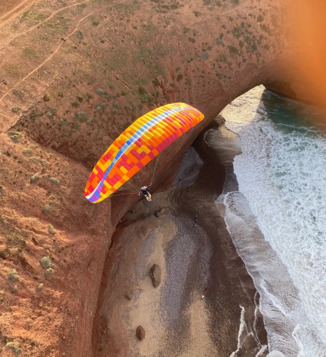Flying over the arch of Legzira